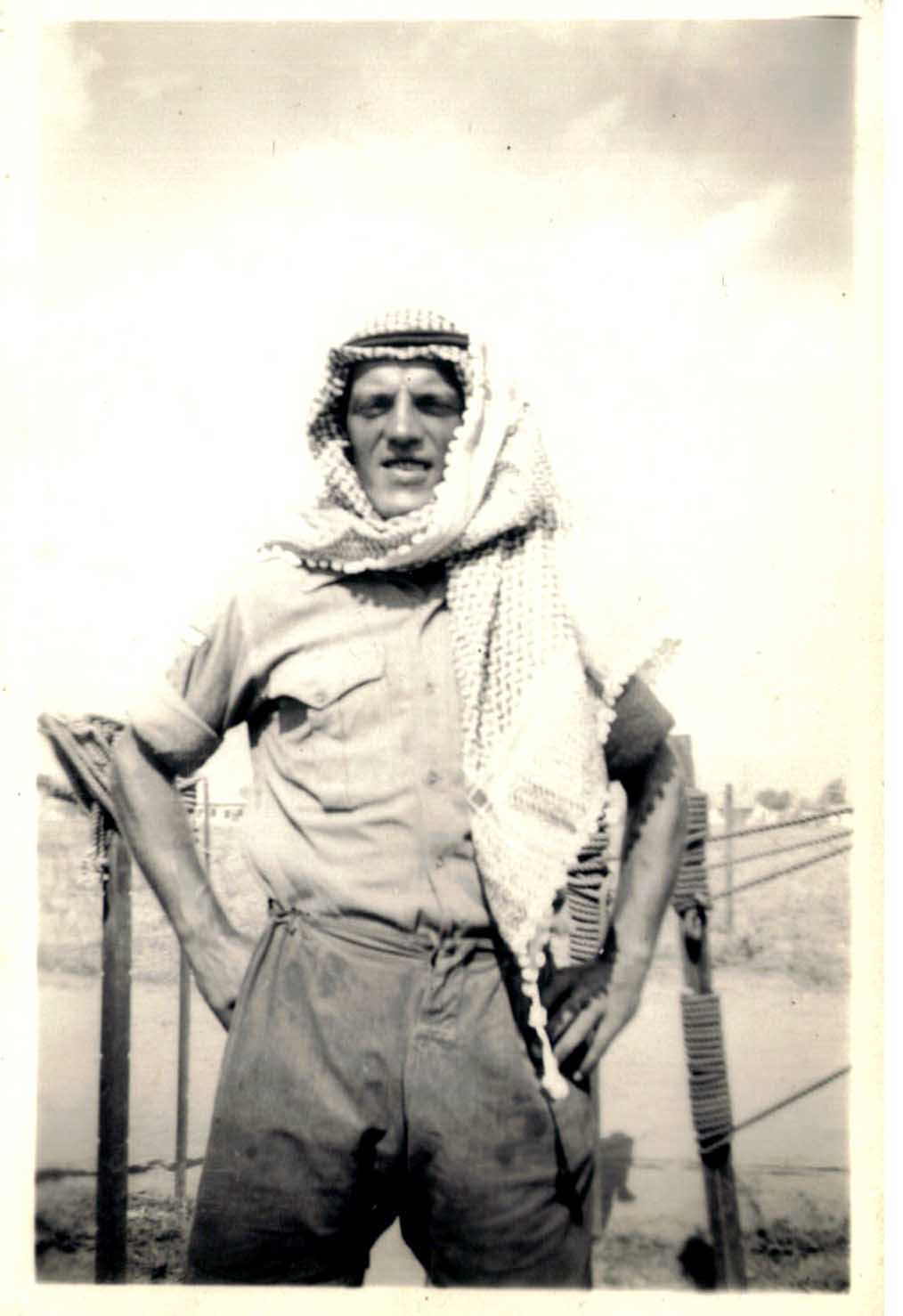 Suez 56 - Corporal Lowe wearing local head gear